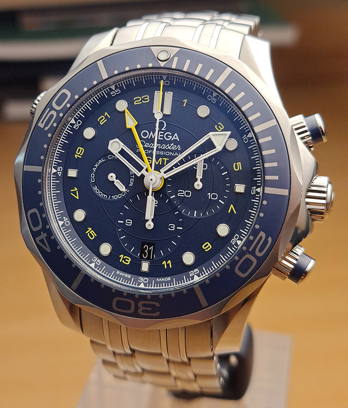 BLUE Omega Seamaster Co-Axial Diver GMT Ref. 212.30.44.52.03.001